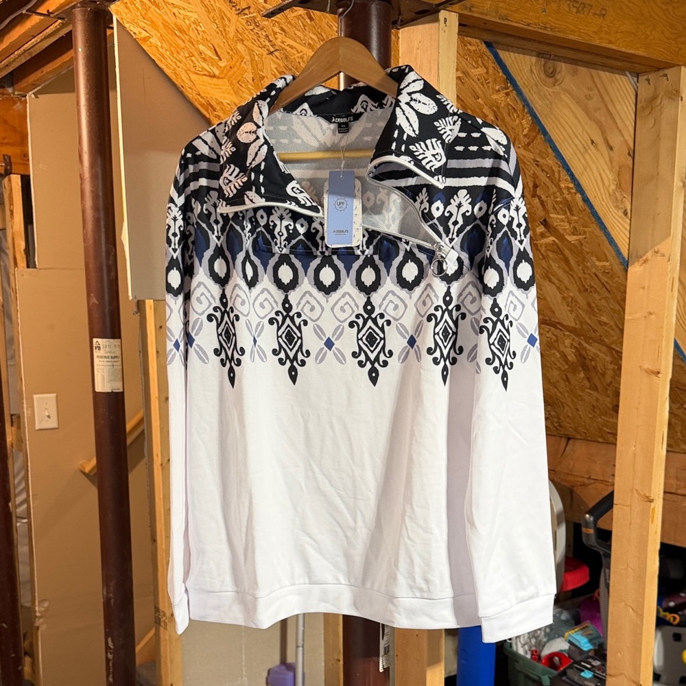 Chic Black and White Patterned Women's Utility Jacket